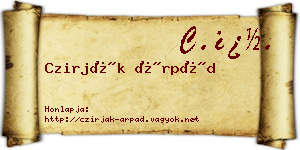 Czirják Árpád névjegykártya