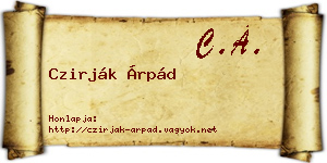 Czirják Árpád névjegykártya